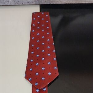 Make Offer!Vinuchi Elegant Red and Blue Polka Dot Silk Tie